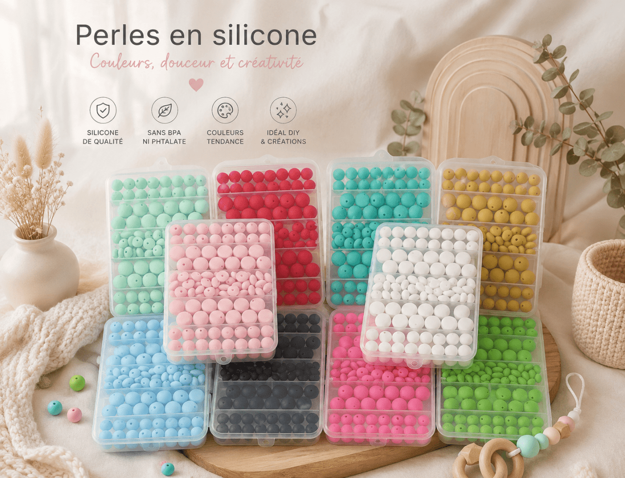 perle en silicone ronde 12mm