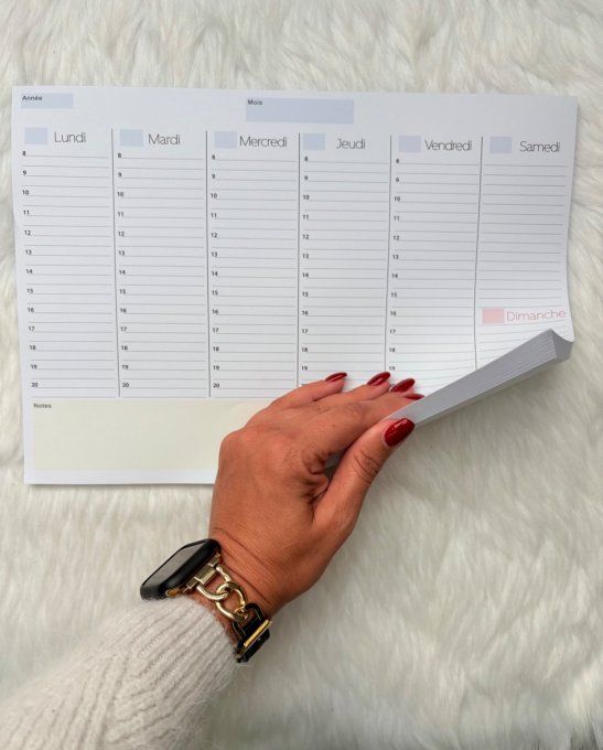 Planner hebdomadaire 50 semaines avec horaires