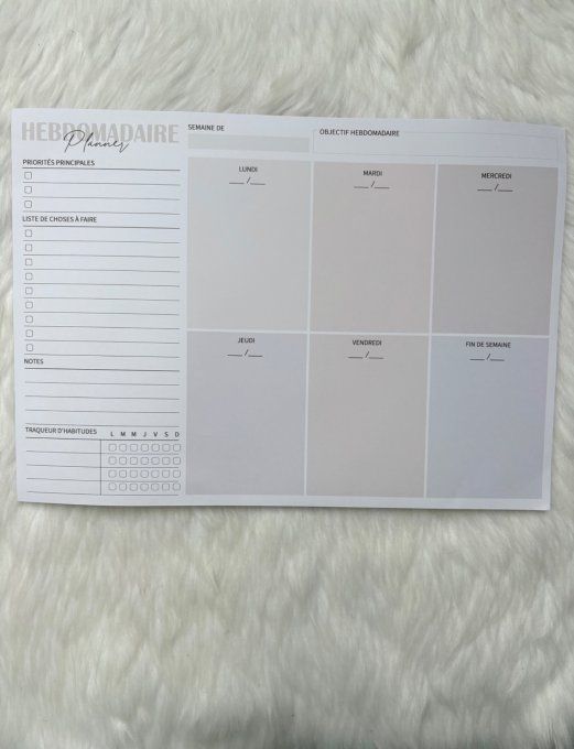 Planner hebdomadaire 50 semaines avec suivi des habitudes