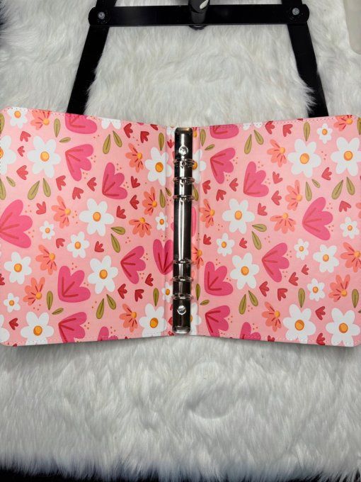 Classeur A5 fleurs roses