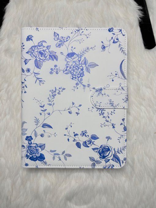 Classeur A5 fleurs bleues 